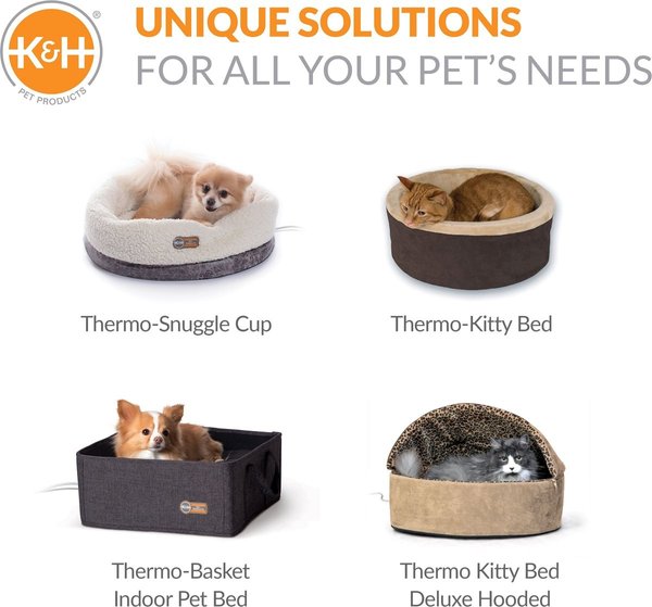 Show full view: K&H Pet Products Thermo-Pet Cave Covered Indoor Heated Cat Bed & Tunnel, Gray slide 9 of 10