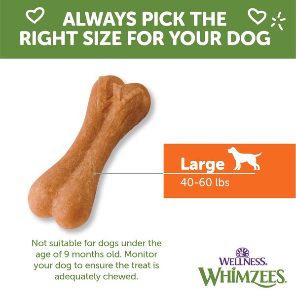 Show full view: WHIMZEES by Wellness Rice Bone Dental Chews Natural Grain-Free Dental Dog Treats, Large, 9 count slide 6 of 9