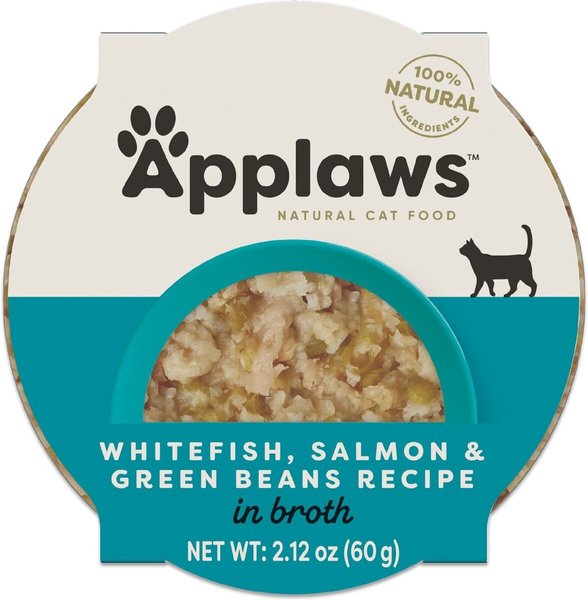 Show full view: Applaws Whitefish with Salmon & Green Beans Recipe in Broth Wet Cat Food, 2.12-oz pot, case of 10 slide 8 of 8