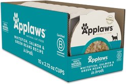 Applaws Whitefish with Salmon & Green Beans Recipe in Broth Wet Cat Food, 2.12-oz pot, case of 10