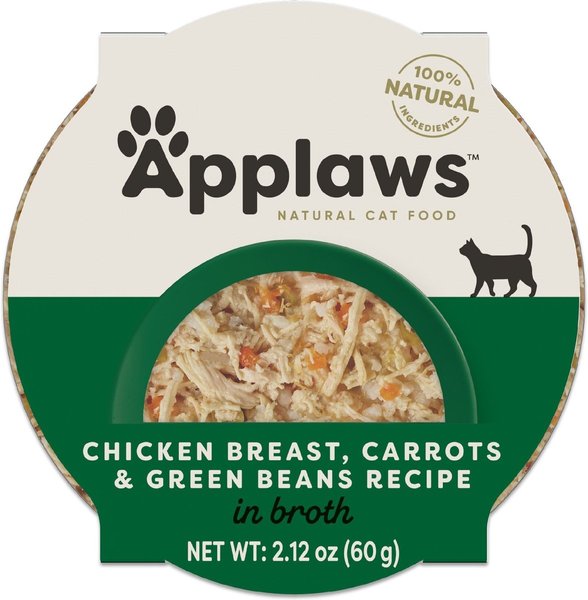 Show full view: Applaws Chicken Breast, Carrots & Green Beans Recipe in Broth Wet Cat Food, 2.12-oz pot, case of 10 slide 8 of 8