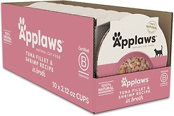 Applaws Tuna Fillet & Shrimp Recipe in Broth Wet Cat Food, 2.12-oz pot, case of 10