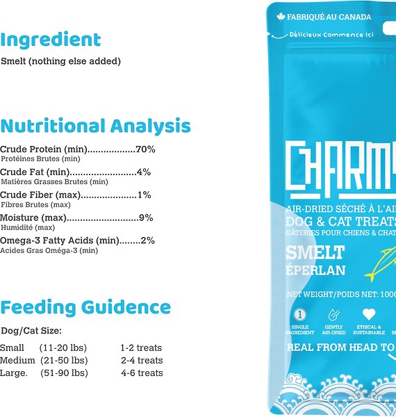 Show full view: Charmy Air-Dried Smelt Dog & Cat Treats, 85-g bag slide 3 of 6