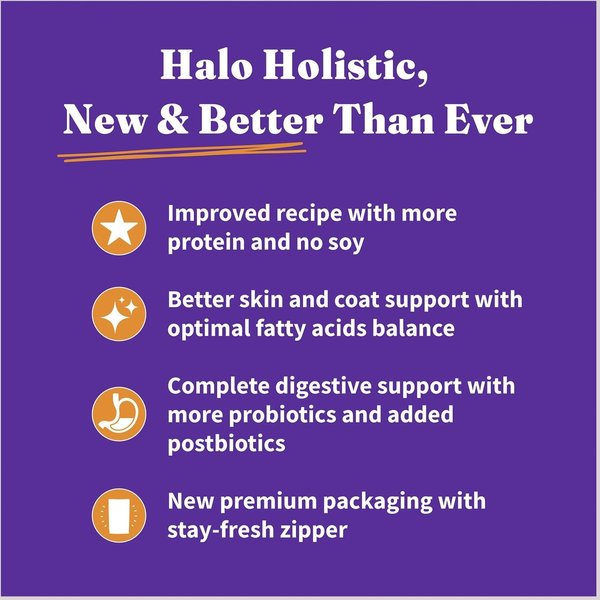 Show full view: Halo Holistic Kitten Food Grain-Free Cage-Free Chicken Recipe Complete Digestive Health Dry Cat Food, 2.72-kg bag slide 3 of 10