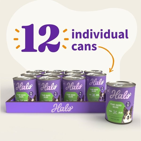 Show full view: Halo Holistic Garden of Vegan Recipe Adult Canned Dog Food, 13-oz, case of 12 slide 3 of 8
