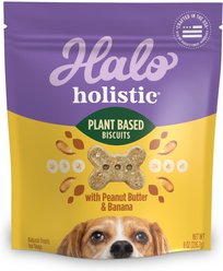 Halo Plant-Based Dog Treats with Peanut Butter & Banana Vegan Dog Treat, 8-oz bag