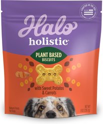 Halo Plant-Based Dog Treats with Sweet Potato & Carrots Vegan Dog Treats, 8-oz bag