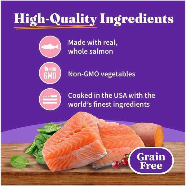 Show full view: Halo Salmon Recipe Pate Grain-Free Indoor Cat Canned Cat Food, 5.5-oz, case of 12 slide 3 of 8