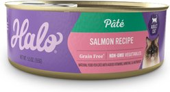 Halo Salmon Recipe Pate Grain-Free Indoor Cat Canned Cat Food, 5.5-oz, case of 12