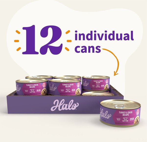 Show full view: Halo Turkey & Duck Recipe Grain-Free Small Breed Canned Dog Food, 5.5-oz, case of 12 slide 7 of 8