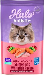 Halo Holistic Indoor Wild-Caught Salmon & Whitefish Recipe Complete Digestive Health & Healthy Weight Support Grain-Free Adult Dry Cat Food, 4.54-kg bag