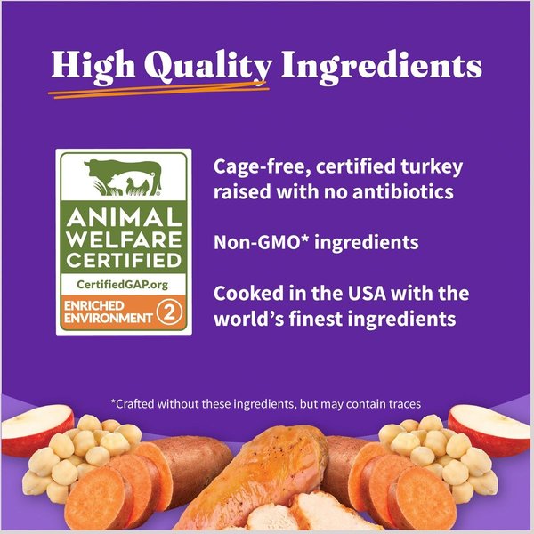 Show full view: Halo Holistic Complete Digestive Health Grain-Free Turkey & Sweet Potato Dog Food Recipe Adult Dry Dog Food, 1.59-kg bag slide 7 of 11