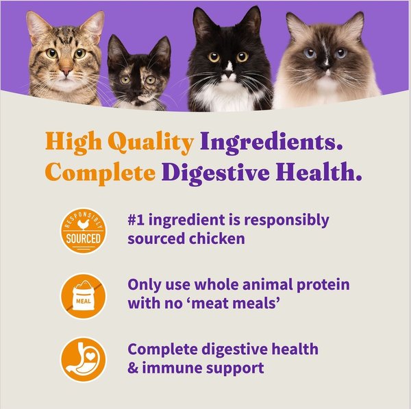 Show full view: Halo Holistic Indoor Chicken Recipe Complete Digestive Health & Healthy Weight Support Adult Grain-Free Cage-Free Dry Cat Food, 4.54-kg bag slide 5 of 10