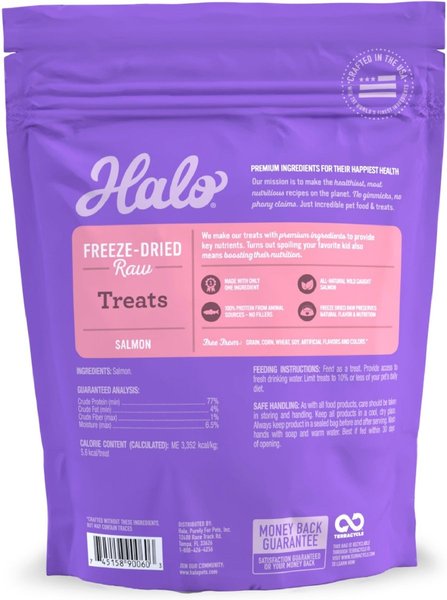 Show full view: Halo Liv-a-Littles Grain-Free 100% Wild Salmon Freeze-Dried Cat Treats, 1.6-oz bag slide 3 of 9