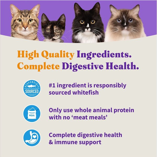Show full view: Halo Holistic Wild-Caught Whitefish Recipe Sensitive Stomach Support Adult Dry Cat Food, 2.72-kg bag slide 5 of 10