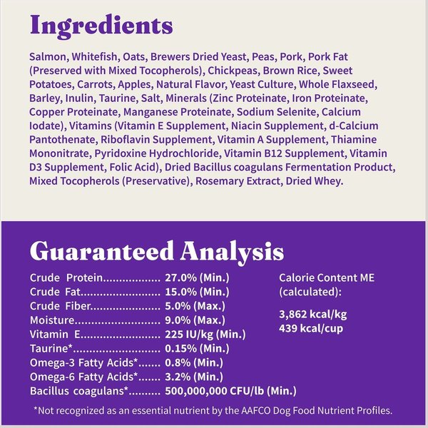 Show full view: Halo Holistic Complete Digestive Health Wild-Caught Salmon & Whitefish Adult Dry Dog Food, 9.53-kg bag slide 8 of 10