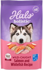 Halo Holistic Complete Digestive Health Wild-Caught Salmon & Whitefish Adult Dry Dog Food, 9.53-kg bag