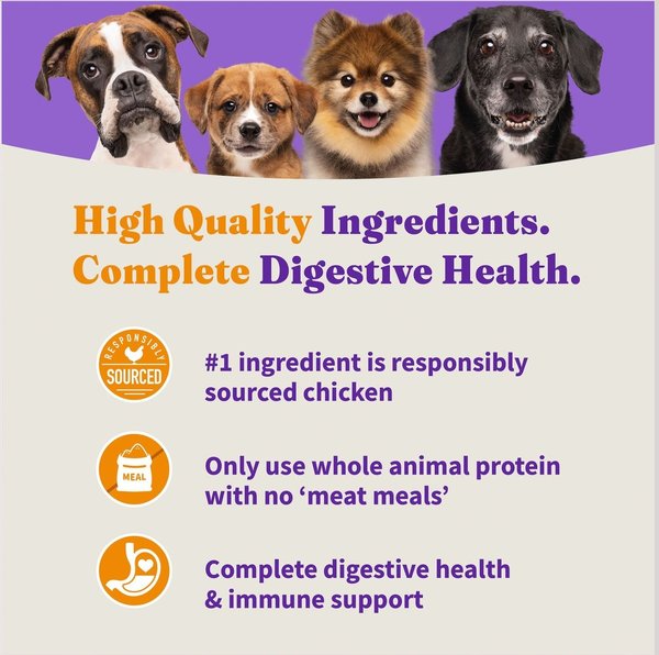 Show full view: Halo Holistic Complete Digestive Health Chicken & Brown Rice Recipe Puppy Dry Dog Food, 4.54-kg bag slide 6 of 11
