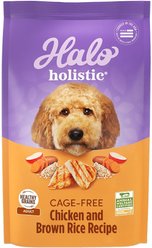 Halo Holistic Complete Digestive Health Chicken & Brown Rice Dog Food Recipe Adult Dry Dog Food, 1.59-kg bag