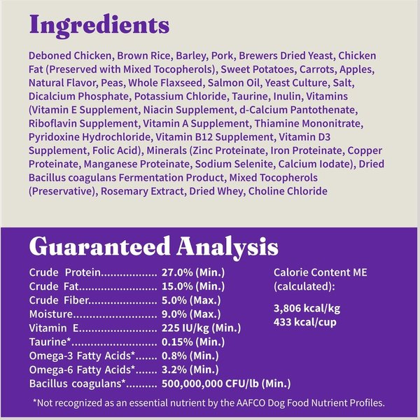 Show full view: Halo Holistic Complete Digestive Health Chicken & Brown Rice Dog Food Recipe Adult Dry Dog Food, 9.53-kg bag slide 8 of 10