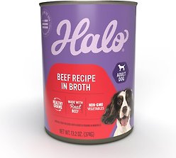 Halo Holistic Beef Recipe in Broth Adult Wet Dog Food, 13.2-oz can, case of 6