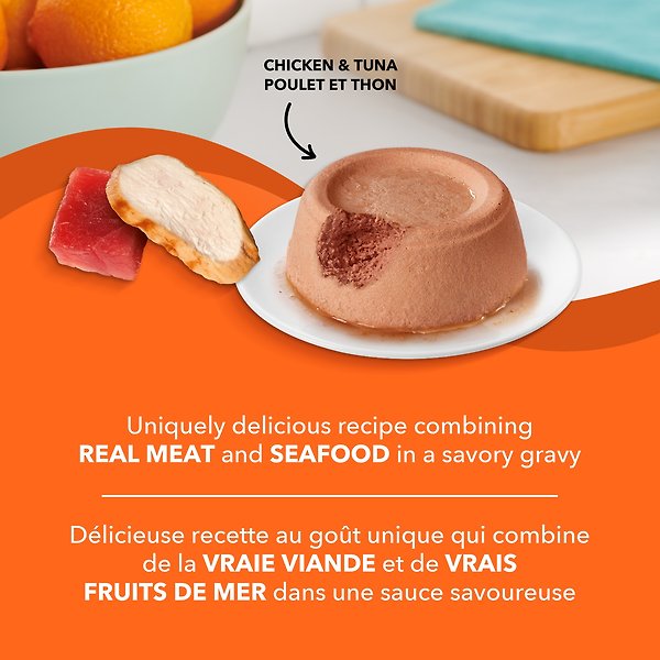 Show full view: Meow Mix Real Chicken & Tuna Pate in Gravy Wet Cat Food, 78-g can, case of 12 slide 3 of 7