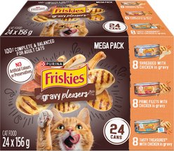 Friskies Gravy Pleasers Variety Pack Wet Cat Food, 156-g can, case of 24