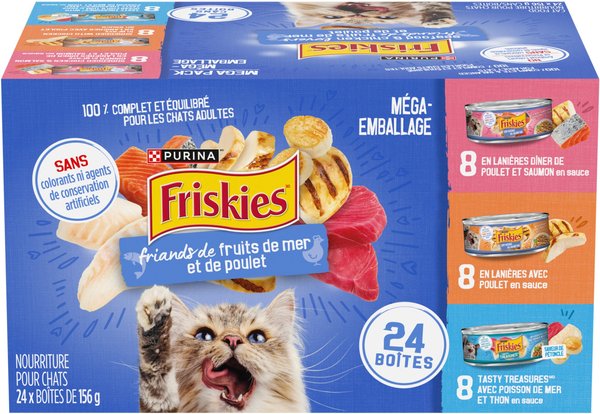 Show full view: Friskies Seafood & Chicken Lovers Variety Pack Wet Cat Food, 156-g can, case of 24 slide 3 of 9