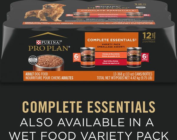 Show full view: Purina Pro Plan Complete Essentials Chicken & Vegetables Entree Slices in Gravy Wet Dog Food, 368-g can, case of 12 slide 6 of 8