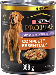 Purina Pro Plan Complete Essentials Turkey & Vegetables Entree Slices in Gravy Wet Dog Food, 368-g can, case of 12