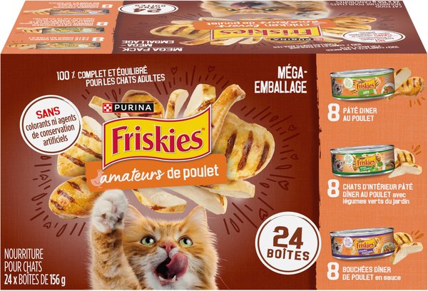 Show full view: Friskies Chicken Lovers Variety Pack Wet Cat Food, 156-g can, case of 24 slide 3 of 8