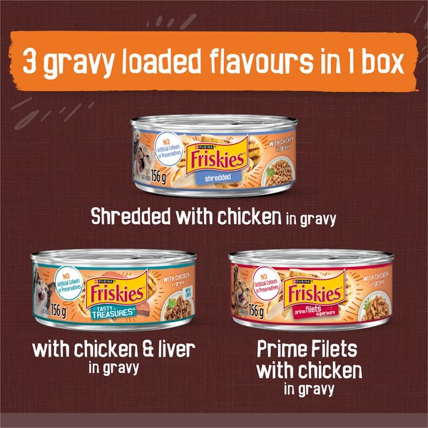 Show full view: Friskies Gravy Pleasers Variety Pack Wet Cat Food, 156-g can, case of 24 slide 7 of 8