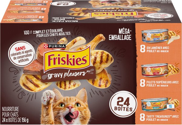 Show full view: Friskies Gravy Pleasers Variety Pack Wet Cat Food, 156-g can, case of 24 slide 3 of 8