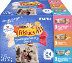 Friskies Seafood & Chicken Lovers Variety Pack Wet Cat Food, 156-g can, case of 24