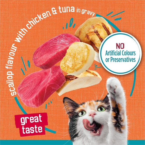 Show full view: Friskies Tasty Treasures with Chicken & Tuna in Sauce Wet Cat Food, 156-g can, case of 24 slide 4 of 10