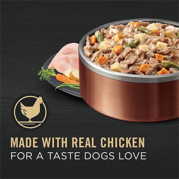 Show full view: Purina Pro Plan Complete Essentials Chicken & Vegetables Entree Slices in Gravy Wet Dog Food, 368-g can, case of 12 slide 7 of 8