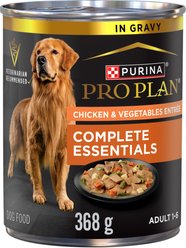 Purina Pro Plan Complete Essentials Chicken & Vegetables Entree Slices in Gravy Wet Dog Food, 368-g can, case of 12