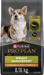 Purina Pro Plan Weight Management Chicken & Rice Formula Dry Dog Food, 8.16-kg bag