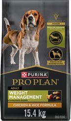 Purina Pro Plan Weight Management Shredded Blend Chicken & Rice Formula Dry Dog Food, 15.4-kg bag