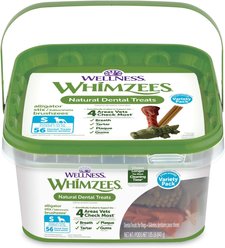 WHIMZEES by Wellness Variety Box Dental Chews Natural Grain-Free Dental Dog Treats, Small, 56 count