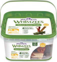 WHIMZEES by Wellness Variety Box Dental Chews Natural Grain-Free Dental Dog Treats, Medium, 28 count