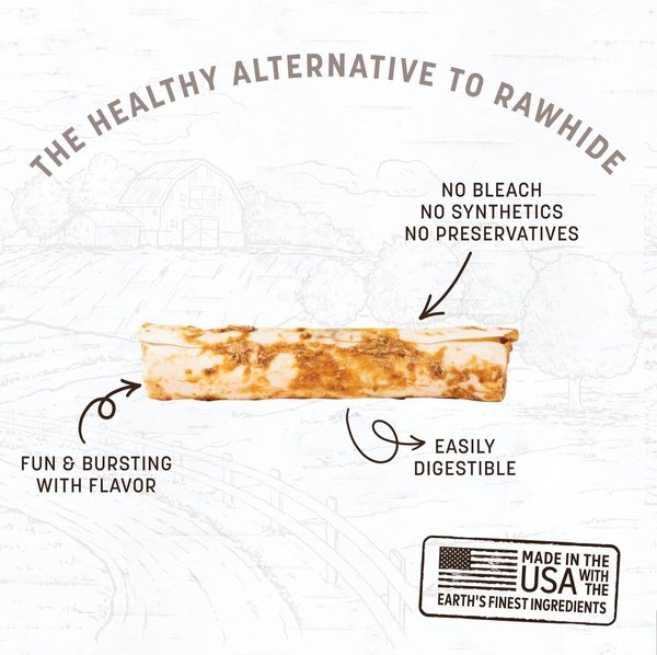 Show full view: Earth Animal No-Hide Medium Rolls Long Lasting Natural Rawhide Alternative Pork Recipe Chew Dog Treats, 1 count slide 3 of 10