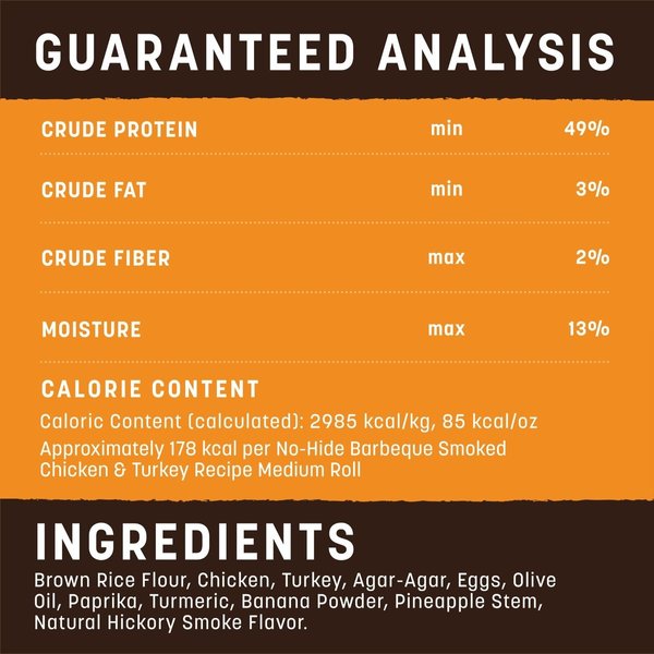 Show full view: Earth Animal No-Hide Medium Roll Long Lasting Natural Rawhide Alternative Barbeque Smoked Chicken & Turkey Recipe Dog Chew Treat slide 7 of 9