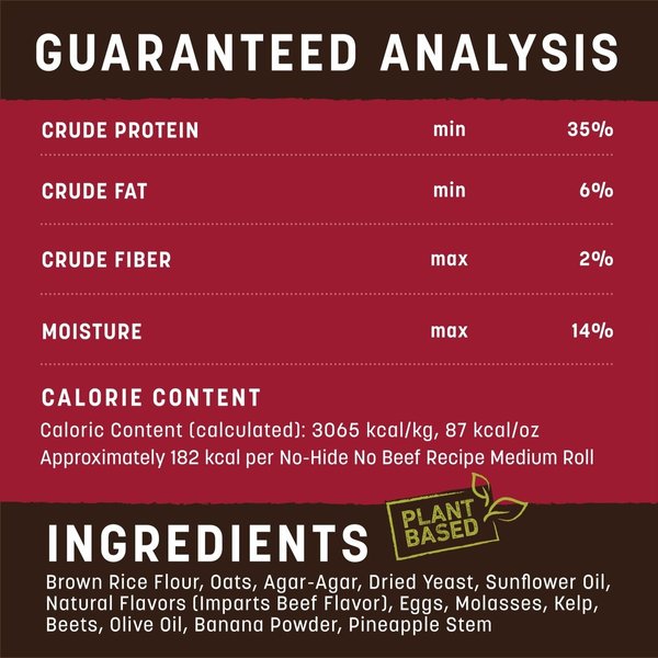 Show full view: Earth Animal No-Hide Medium Roll Long Lasting Natural Rawhide Alternative No Beef Vegetarian Recipe Dog Chew Treat slide 7 of 9