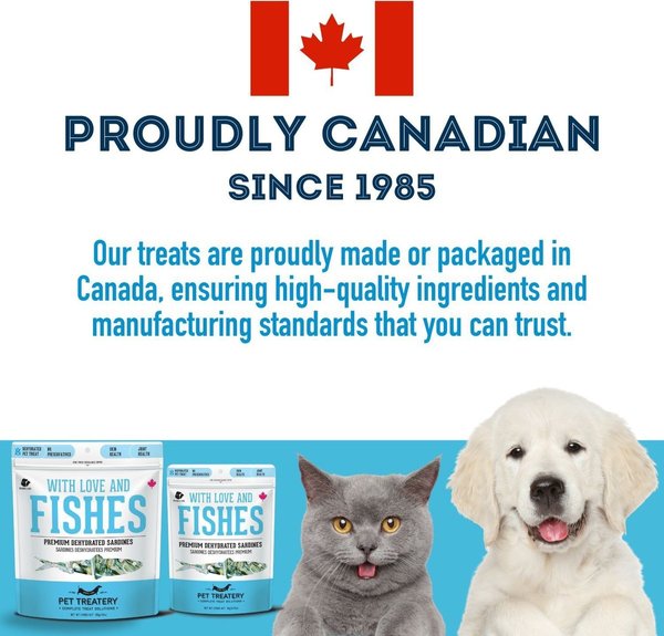 Show full view: The Granville Island Pet Treatery With Love & Fishes Dehydrated Sardine Dog & Cat Treats, 3.17-oz bag slide 8 of 9