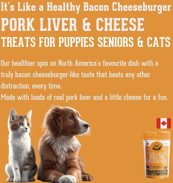 Show full view: The Granville Island Pet Treatery It's like a Healthy Bacon Cheeseburger Pork & Cheese Soft Chew Dog & Cat Treats, 6.17-oz bag slide 3 of 8