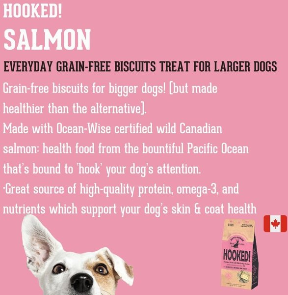 Show full view: The Granville Island Pet Treatery Hooked! Pets Agree Grain-Free Salmon Flavored Dog Treats, 16-oz bag slide 3 of 8