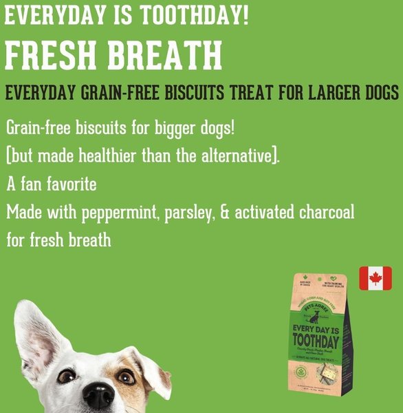 Show full view: The Granville Island Pet Treatery Everyday is Tooth Day Pets Agree Breath Freshening Dog Treats, 32-oz bag, Small slide 3 of 9