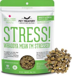 The Granville Island Pet Treatery Stress! Whaddya Mean I’m Stressed! Nutra Supplement Treat Bites, 150-g bag