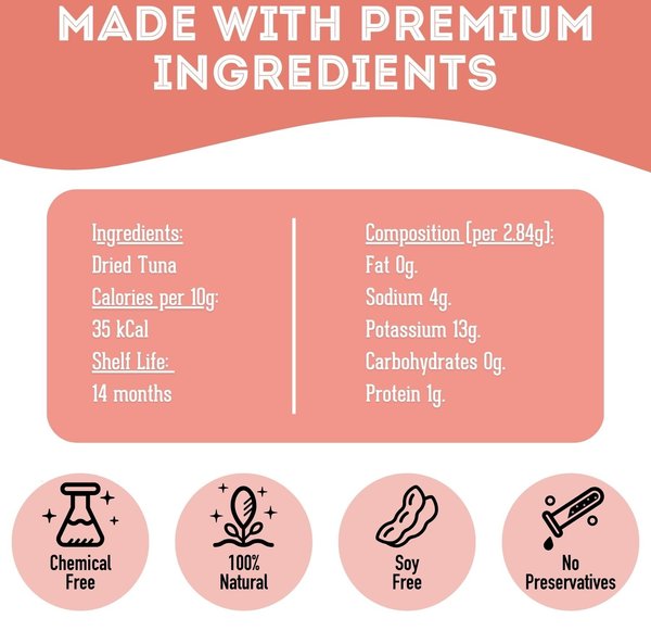 Show full view: The Granville Island Pet Treatery Best Treats in the Tunaverse Premium Freeze Dried Flakes, 15-g bag slide 6 of 6